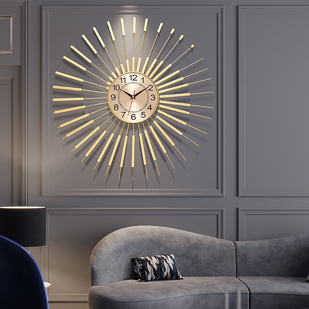 Questions and Answers for 24" Glam Oversized Golden Wall Clock with Helical Shape Metal Frame