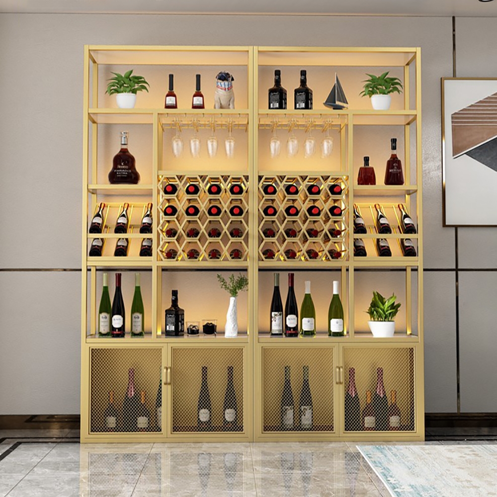 Klantrecensies voor Gouden hedendaags staand wijnrek met glazen rack-A