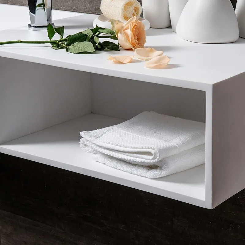 Customer Reviews for 900mm Wall-Mount Stone Resin Wash Basin in Matte White with Storage Cubby Hole