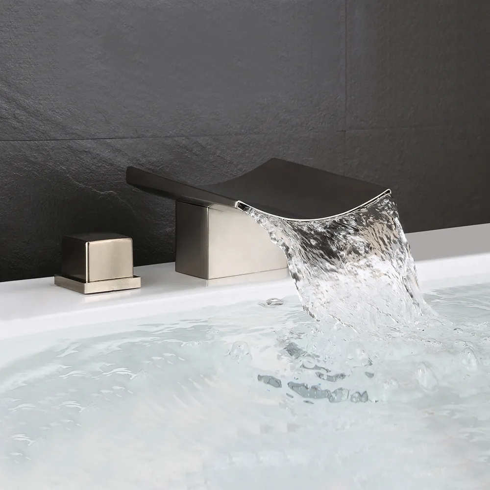 Customer Reviews for Grop Brushed Nickel Waterfall Widespread Bathroom Sink Faucet Double Handle