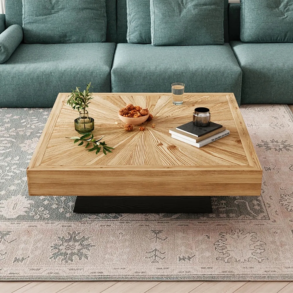 Questions and Answers for Japandi Square Coffee Table with Wooden Top Black & Natural