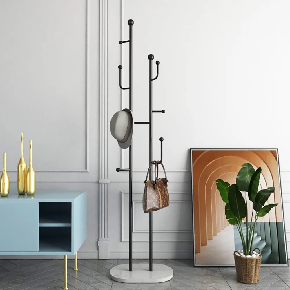 Customer Reviews for 400mm Modern Entryway Freestanding Coat Rack Metal 7 Hooks Marble Base in Black