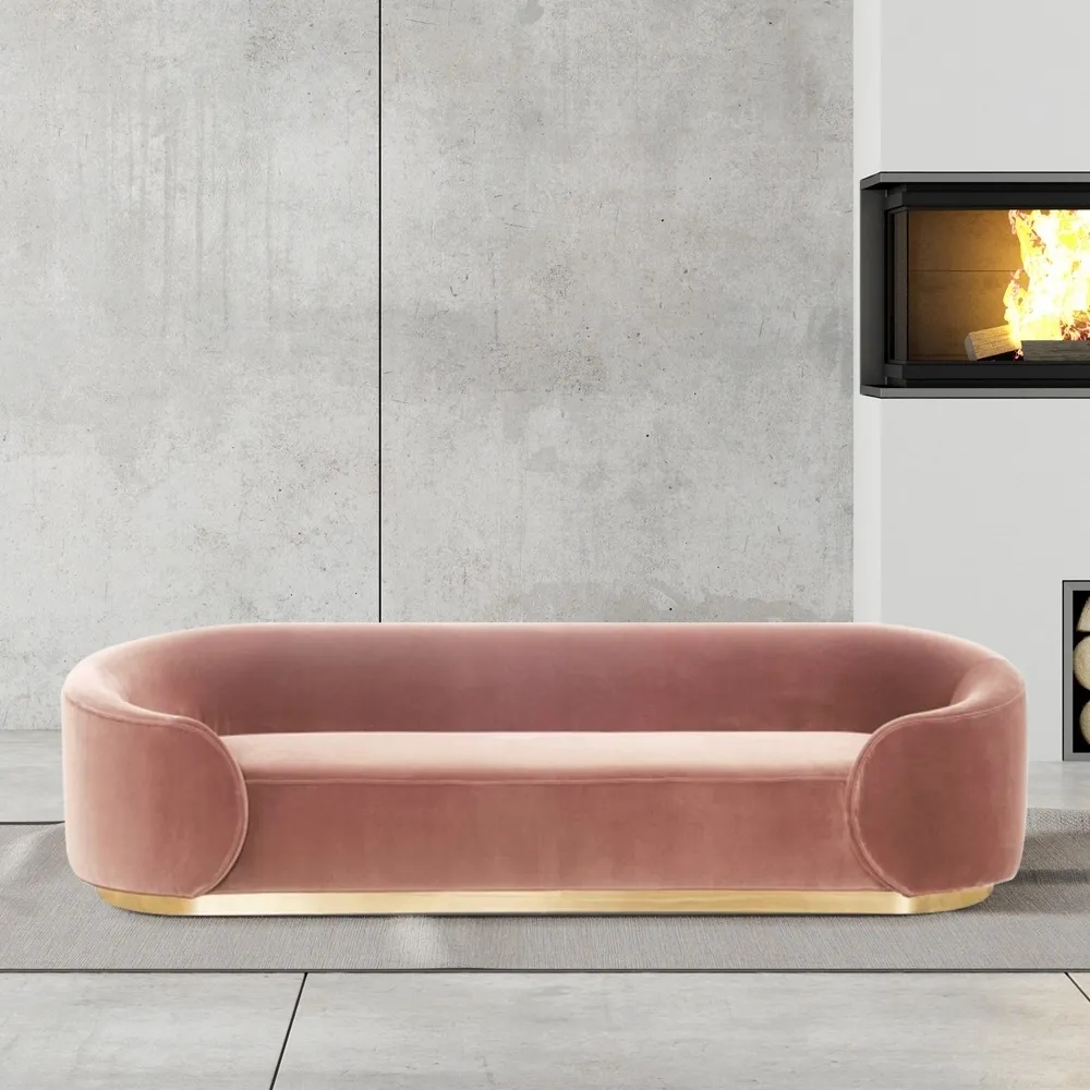 Customer Reviews for Pink 3-Seater Sofa Upholstered Velvet Sofa Pillows Included