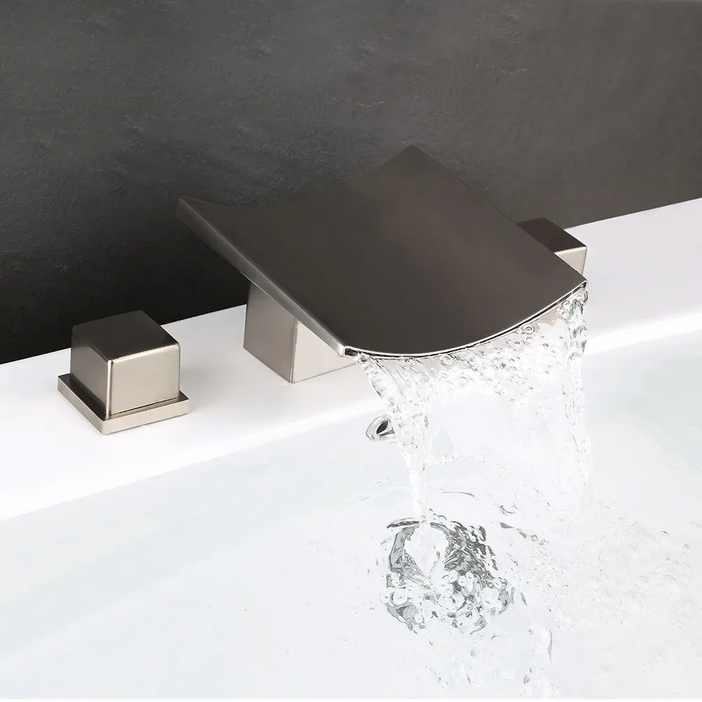 Customer Reviews for Grop Brushed Nickel Waterfall Widespread Bathroom Sink Faucet Double Handle