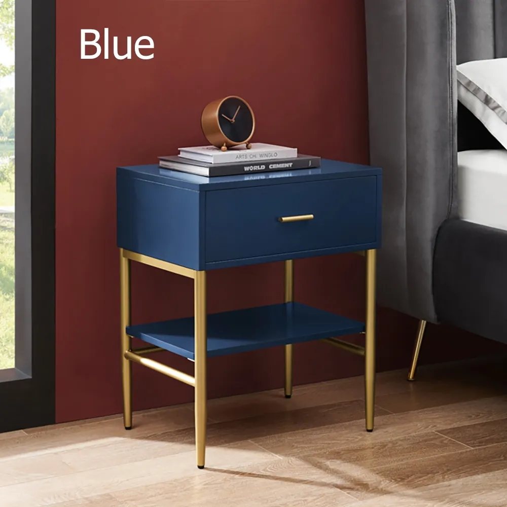 Questions and Answers for Nordic Blue Nightstand with Drawer & Shelf