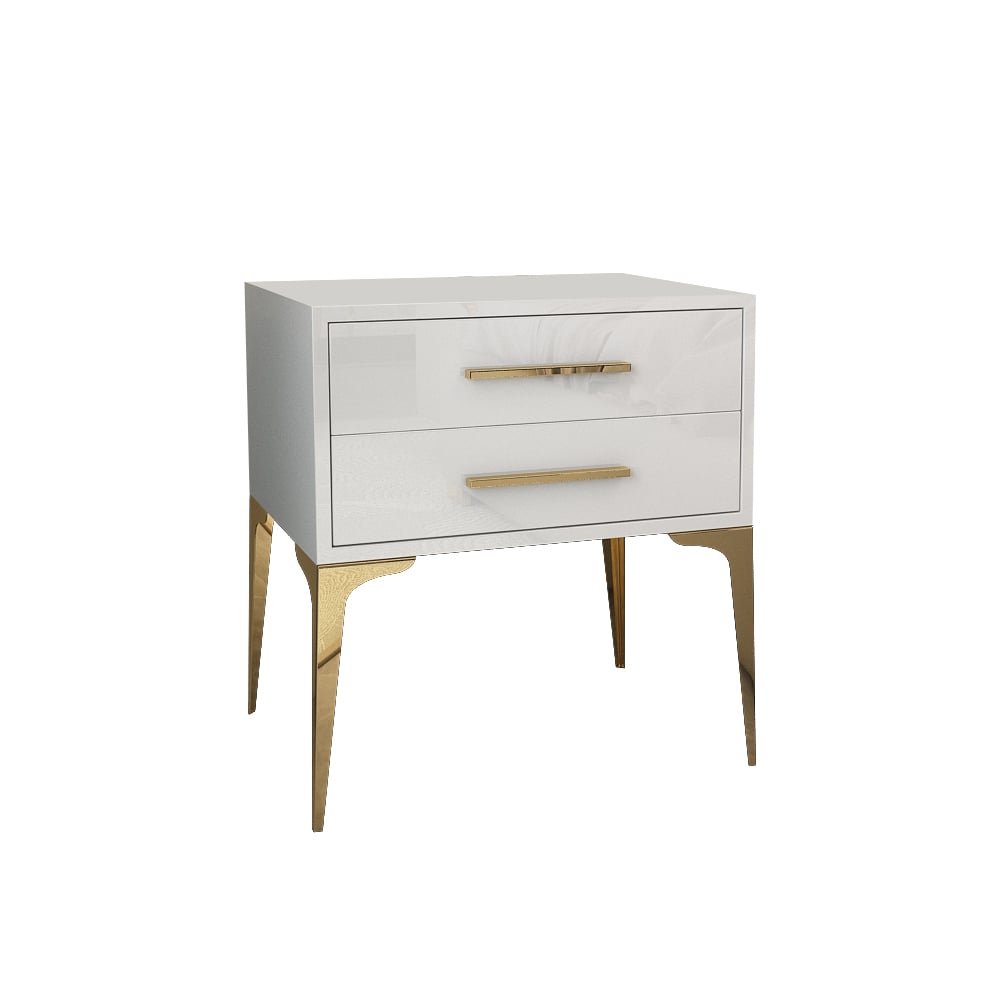 Customer Reviews for Modern White Bedside Table Glossy 2-Drawer Classic Bedside Cabinet High Legs