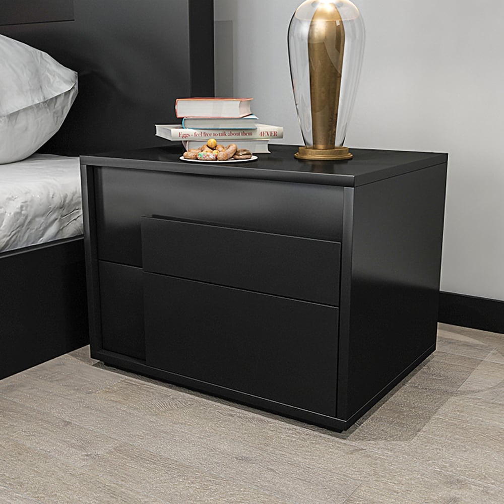 Customer Reviews for Modern Black Rectangle Nightstand with 2 Drawers