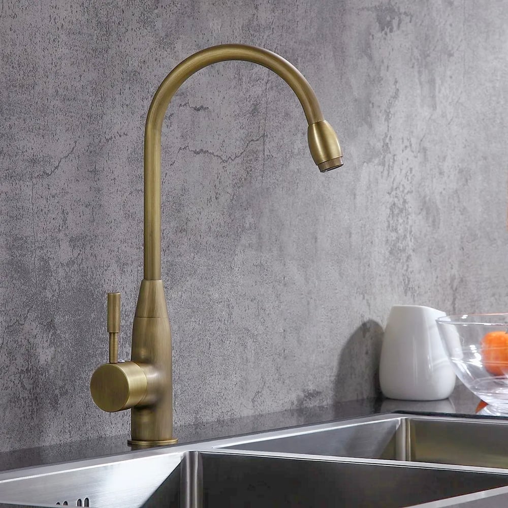 Customer Reviews for Stev Classic Antique Brass Goosenecked Single Handle 1-Hole Kitchen Faucet Solid Brass
