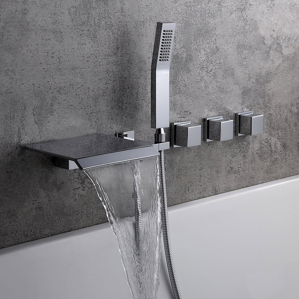 Customer Reviews for Moda Polished Chrome Wall-Mounted Waterfall Bath Tap with Hand Shower Solid Brass
