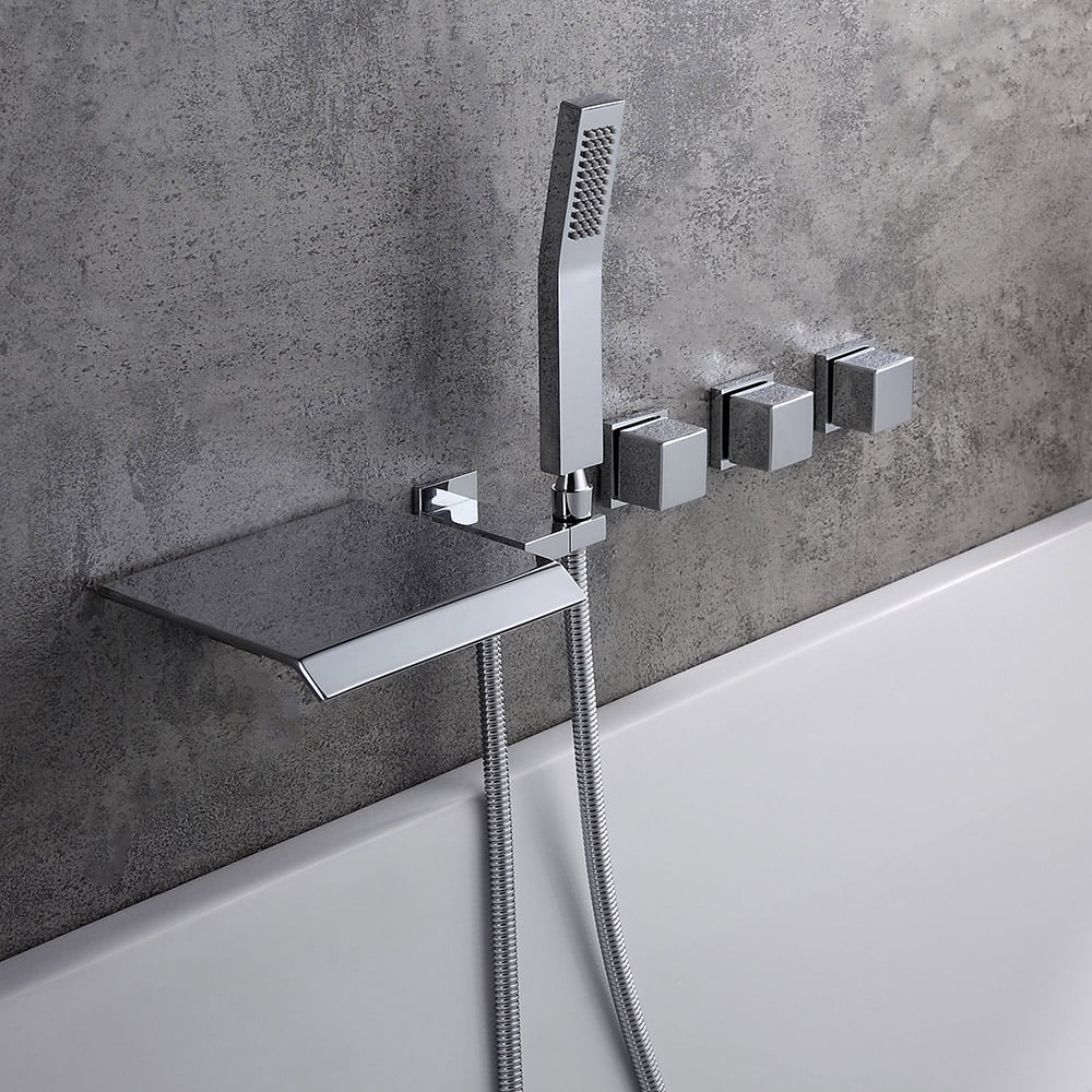 Customer Reviews for Moda Polished Chrome Wall-Mounted Waterfall Bath Tap with Hand Shower Solid Brass