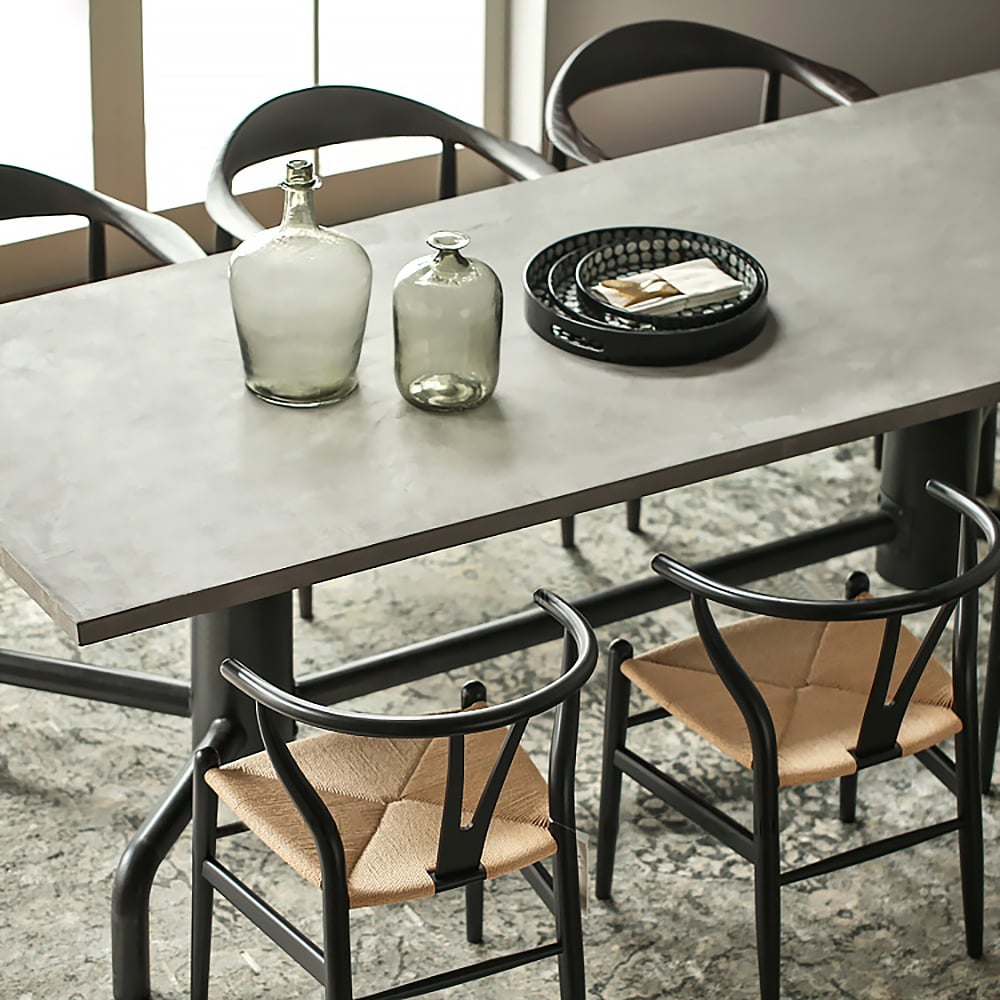 Questions and Answers for 1600mm Industrial Dining Table Concrete Grey Table Top Solid Wood Metal Base