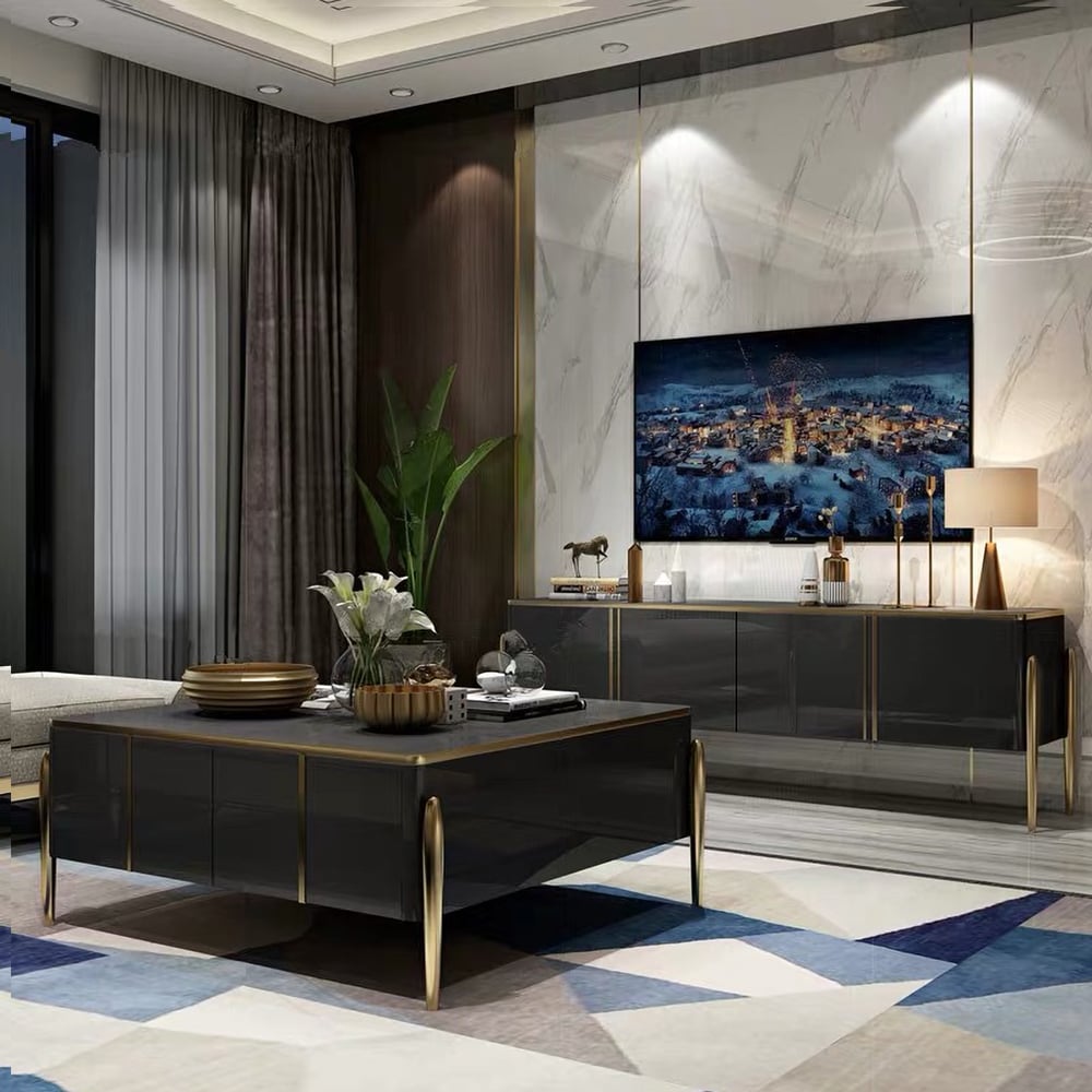 Questions and Answers for Black TV Stand Rectangle Tempered Glass Media Console with Storage Doors Up To 2159mm