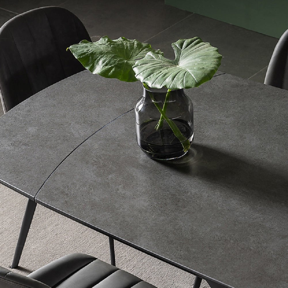 Questions and Answers for 180 cm Modern Expandable Grey Sintered Stone Dining Table with Leaf X-Base 4-6 Person