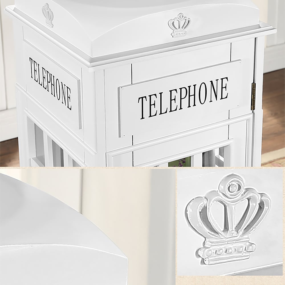 Perguntas e respostas para Estante infantil retrô em forma de cabine telefônica em estilo inglês