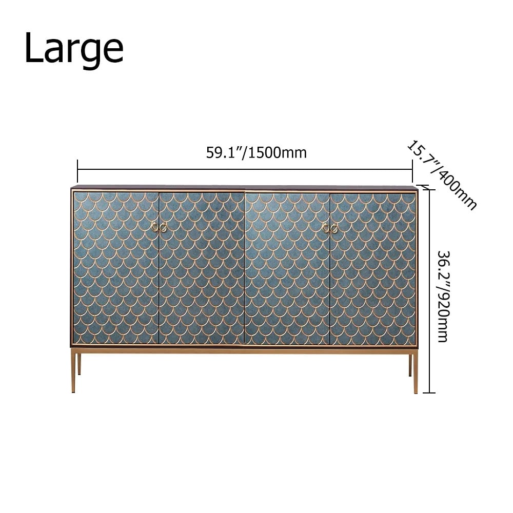 59.1" Modern Birch Sideboards and Buffets Brown with 4 Doors Adjustable Shelves weights dimensions image