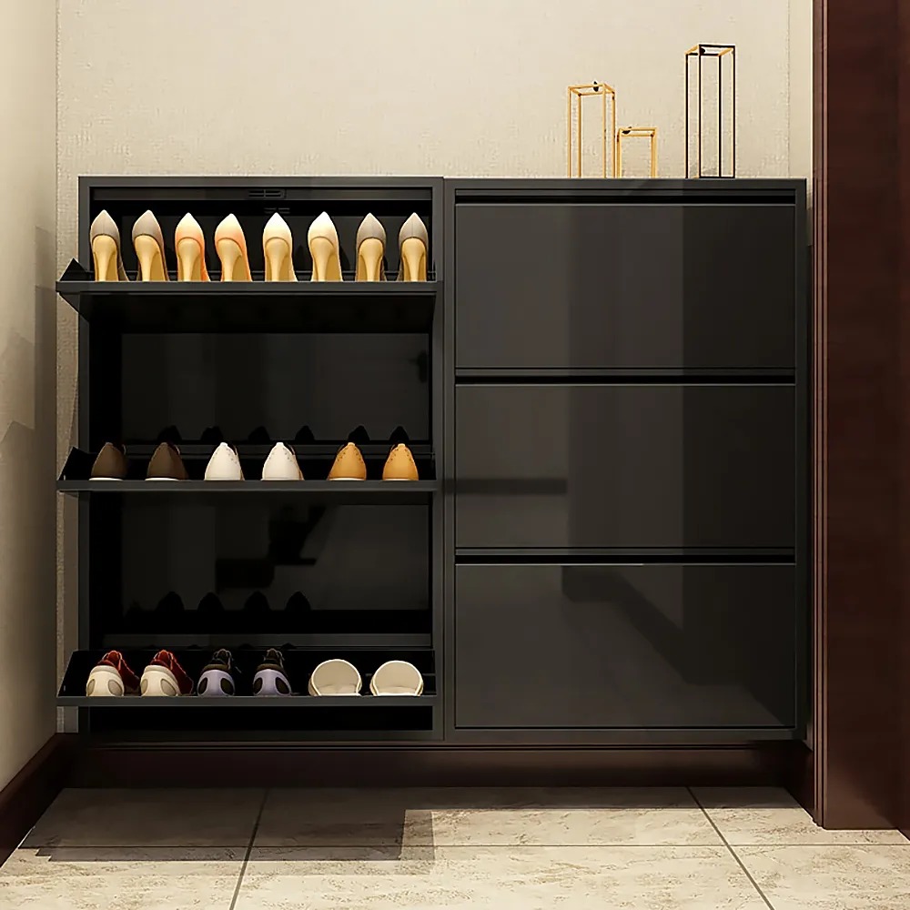 Customer Reviews for Black Narrow Shoe Storage Cabinet with 3 Shelves Wall Mounted in Medium