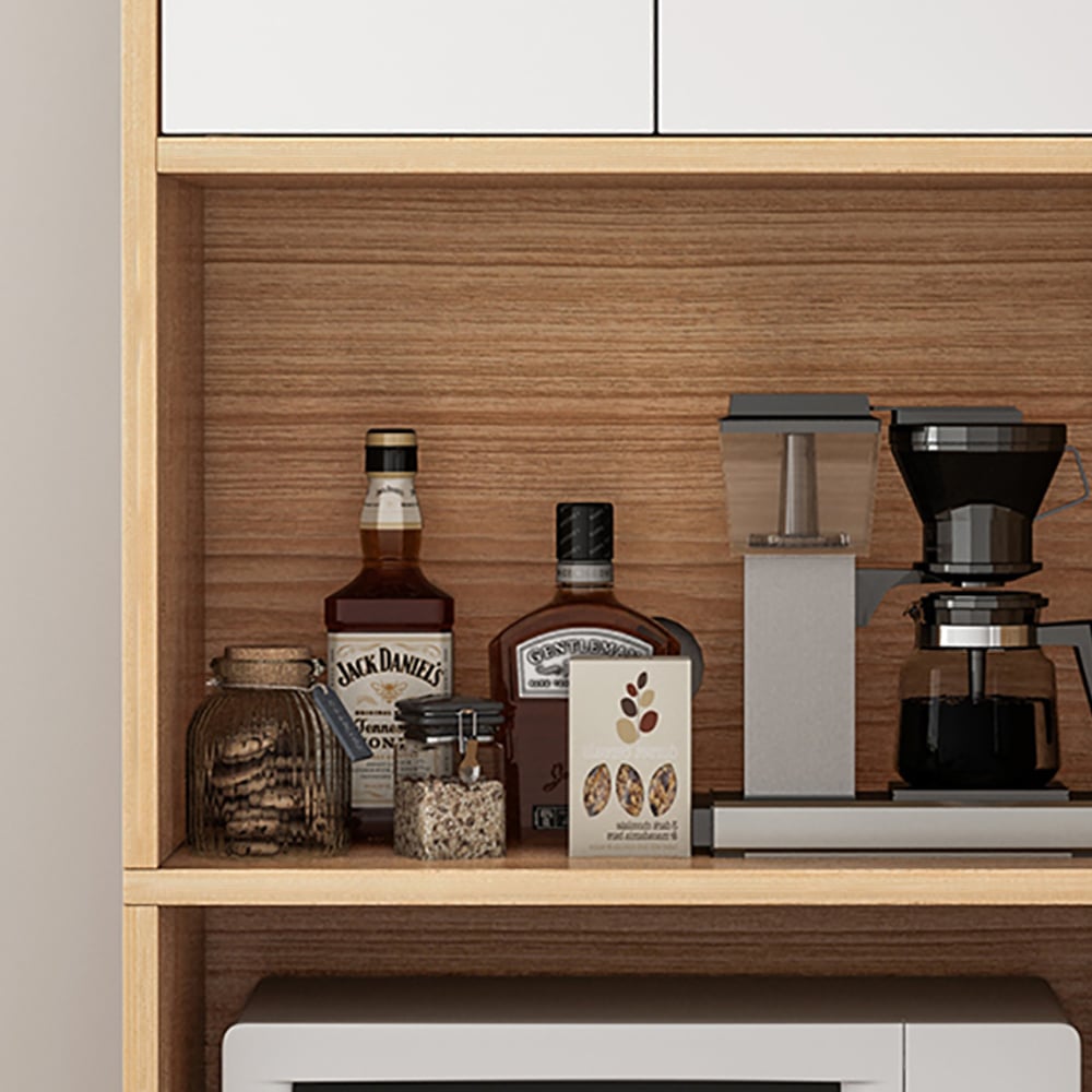 Questions et Réponses pour Étagère de cuisine Farmhouse Buffet en noyer pour micro-ondes