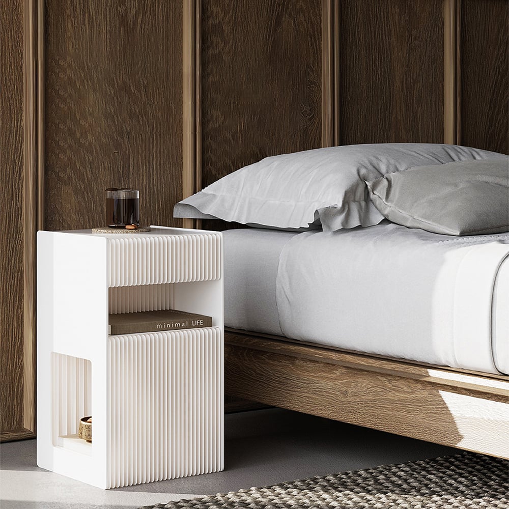 Customer Reviews for Foldable End Table with Storage Shelves Acrylic Tabletop Side Table White