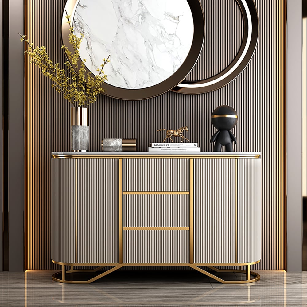 Customer Reviews for Modern Buffet Faux Marble Top Modern Sideboard with Stainless Steel Base