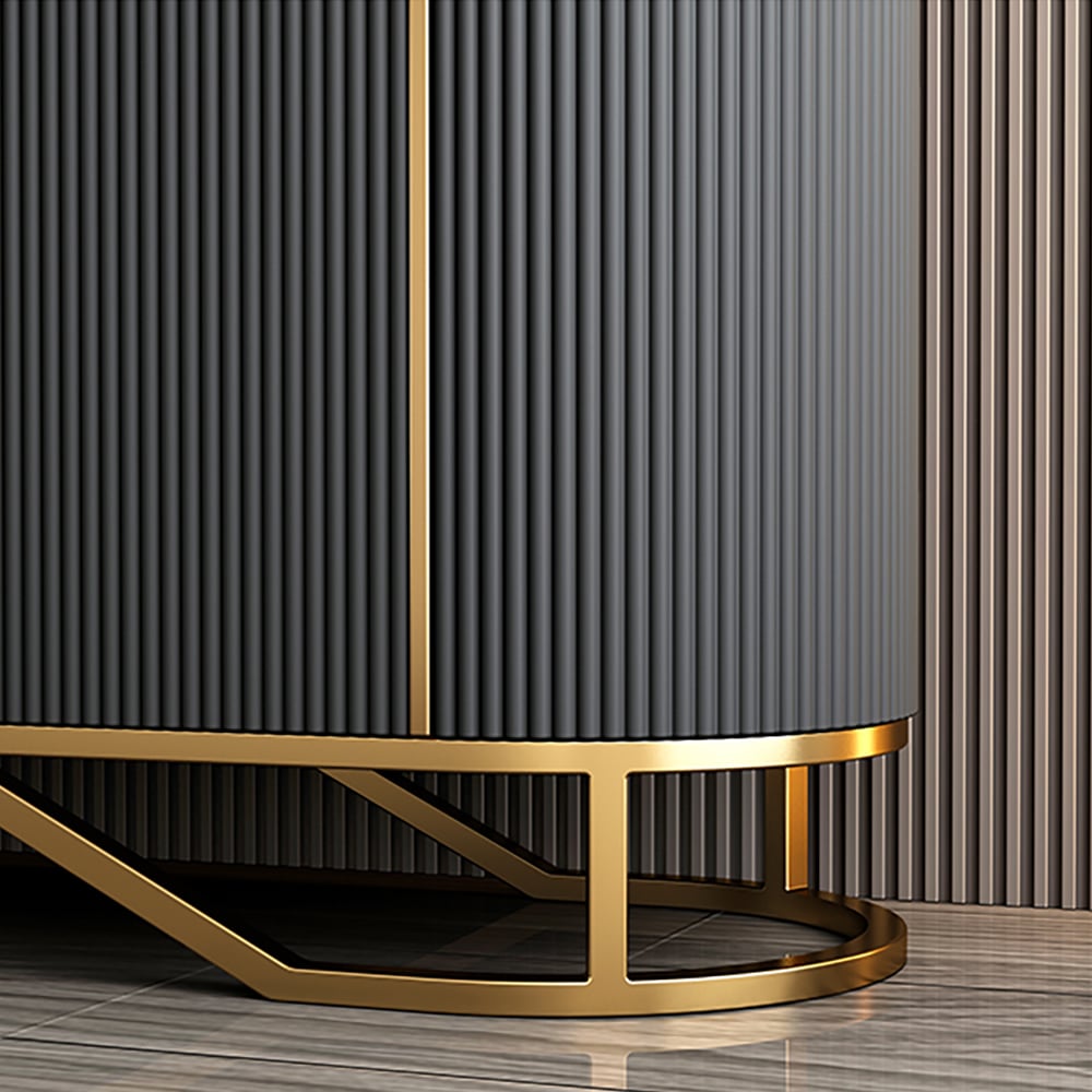 Questions et Réponses pour Buffet moderne en faux marbre gris avec base en acier inoxydable