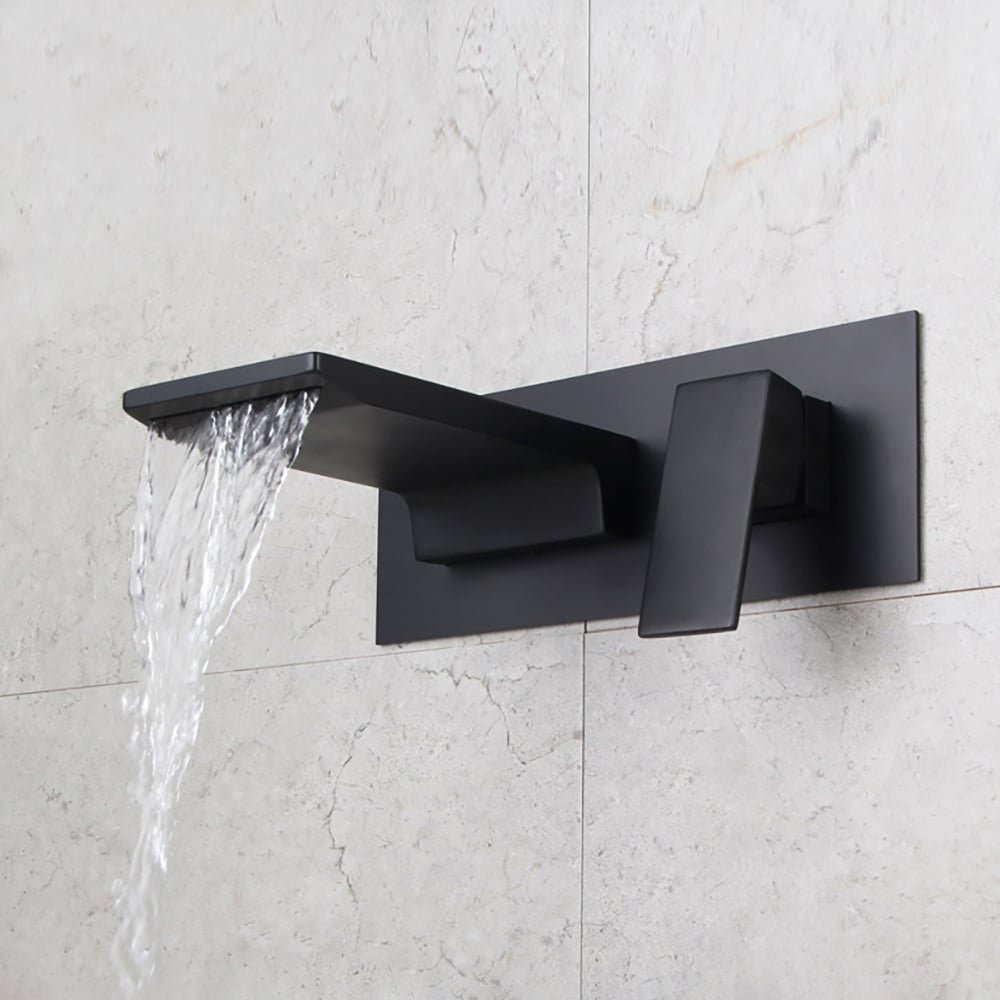 Customer Reviews for Sleek Black Wall Mounted Single Handle Waterfall Bathroom Sink Faucet