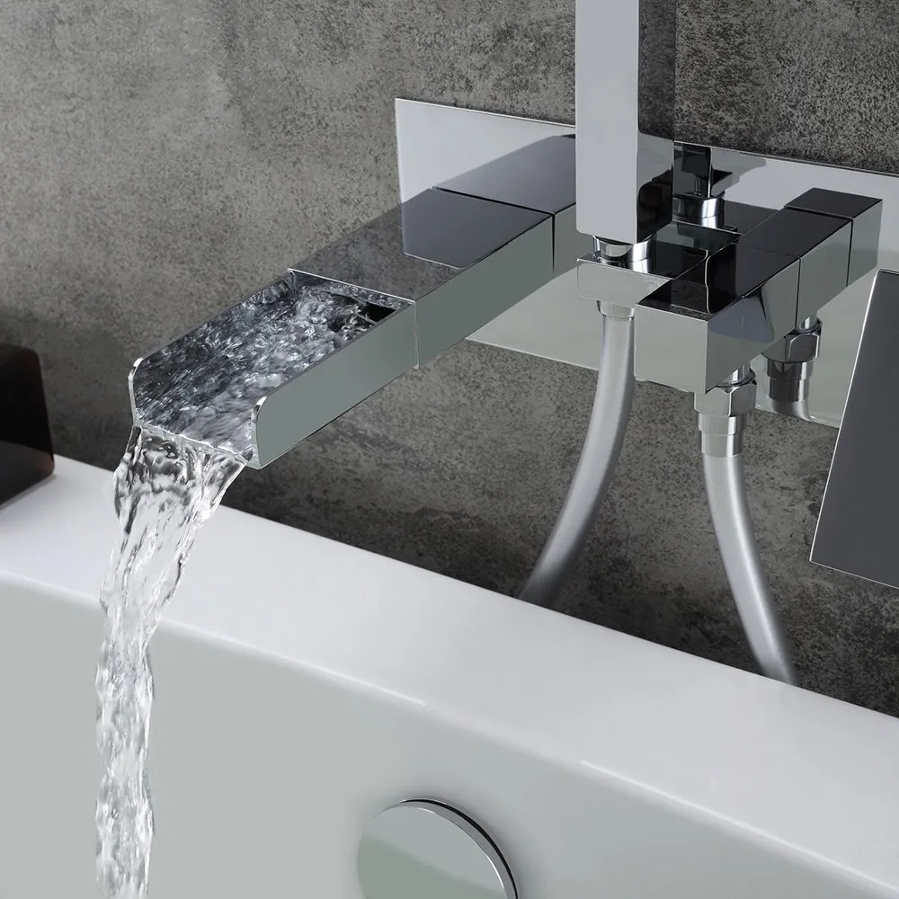 Customer Reviews for Mill Modern Waterfall Wall-Mount Tub Filler Faucet & Handshower Chrome Solid Brass