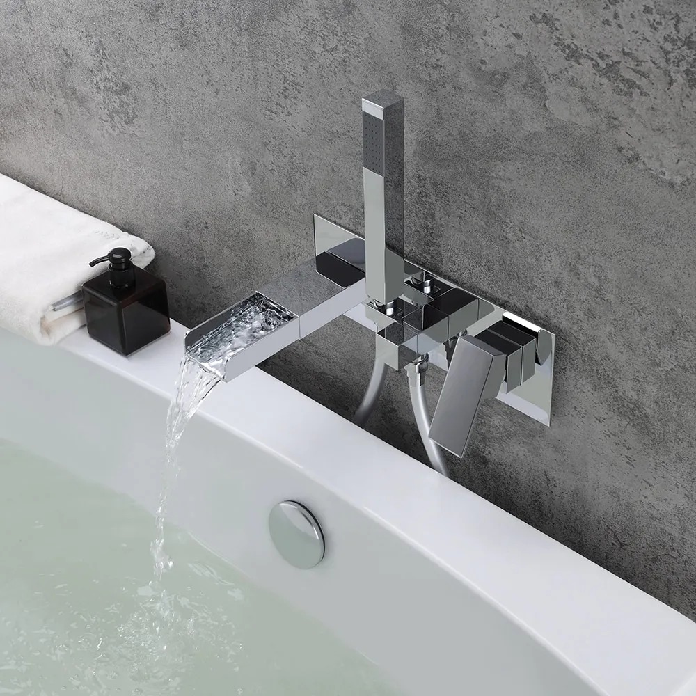 Customer Reviews for Mill Modern Waterfall Wall-Mount Tub Filler Faucet & Handshower Chrome Solid Brass