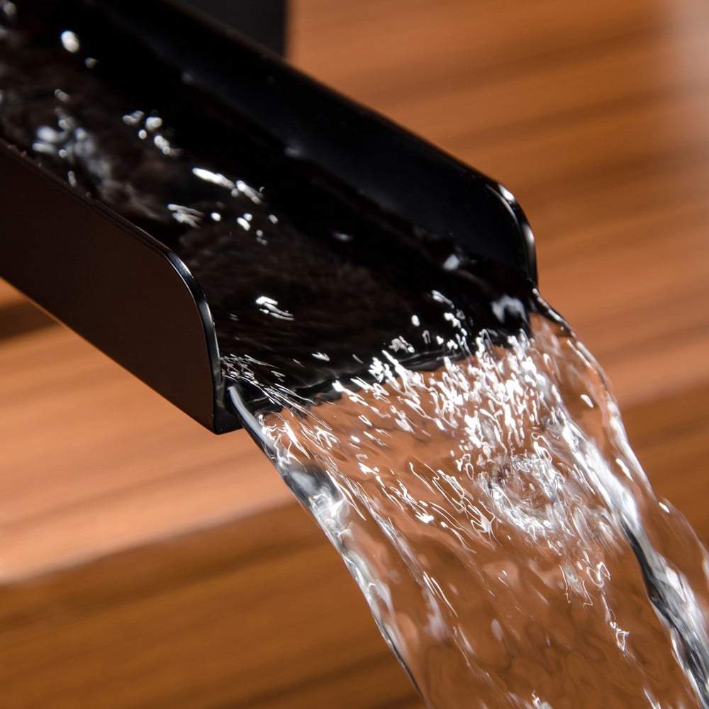 Questions and Answers for MILL 1-Handle Deck-Mount Waterfall Roman Tub Filler Faucet with Handshower Matte Black