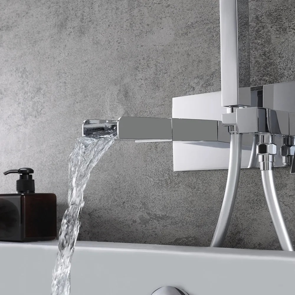 Customer Reviews for Mill Modern Waterfall Wall-Mount Tub Filler Faucet & Handshower Chrome Solid Brass