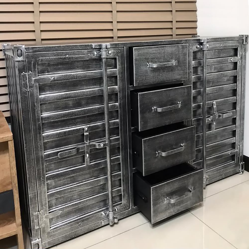 Questions and Answers for Ctainer 1000mm Cargo Container Industrial Sideboards & Buffets with Drawers&Doors Metal