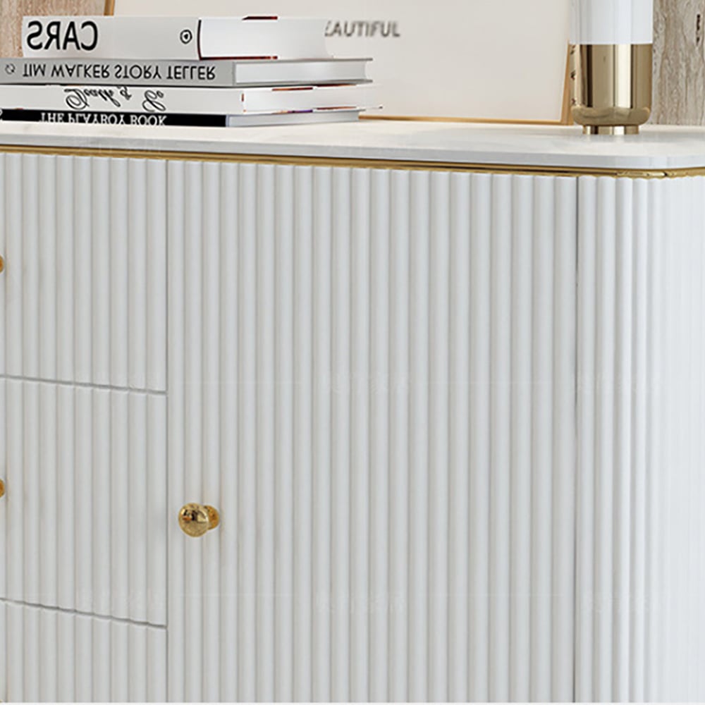 Questions and Answers for Bline Modern Sideboard Buffet Faux Marble Top with Doors & Shelves & Drawers in Large