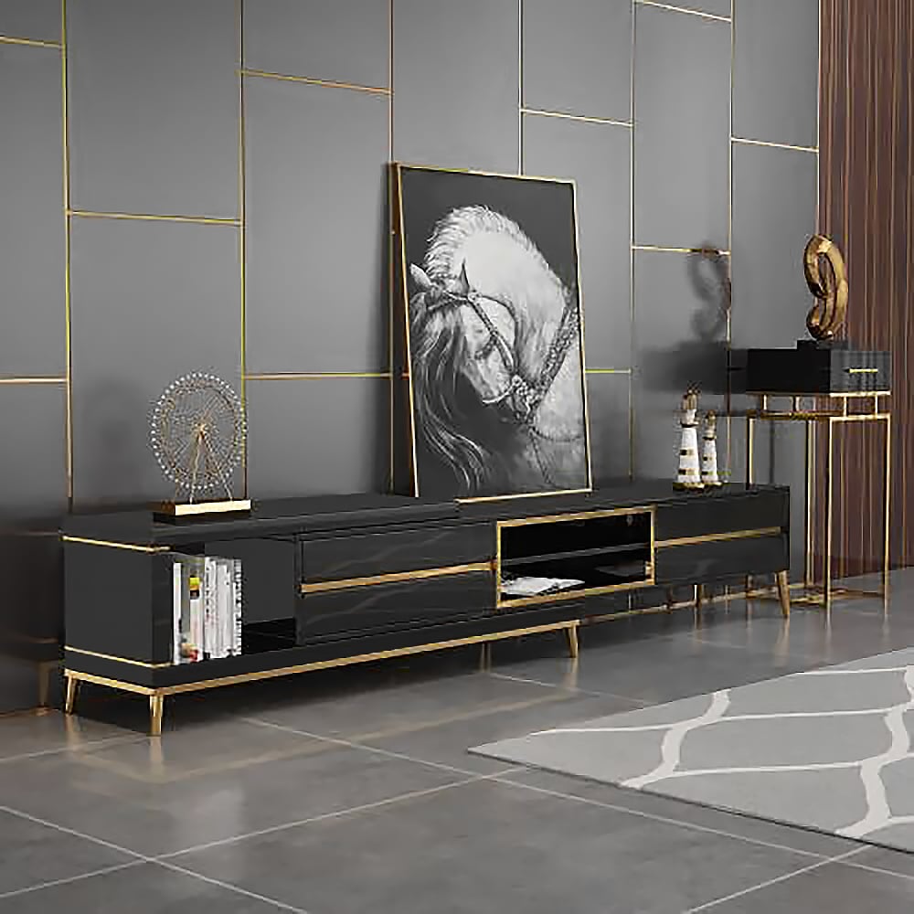 Questions and Answers for 2600mm Black TV Media Console Extendable Up to 2591mm Storage Drawers Cables Management