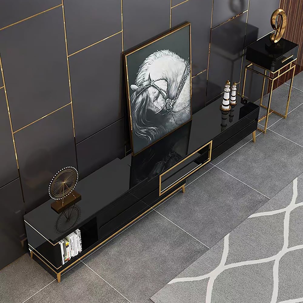 Questions and Answers for 2600mm Black TV Media Console Extendable Up to 2591mm Storage Drawers Cables Management