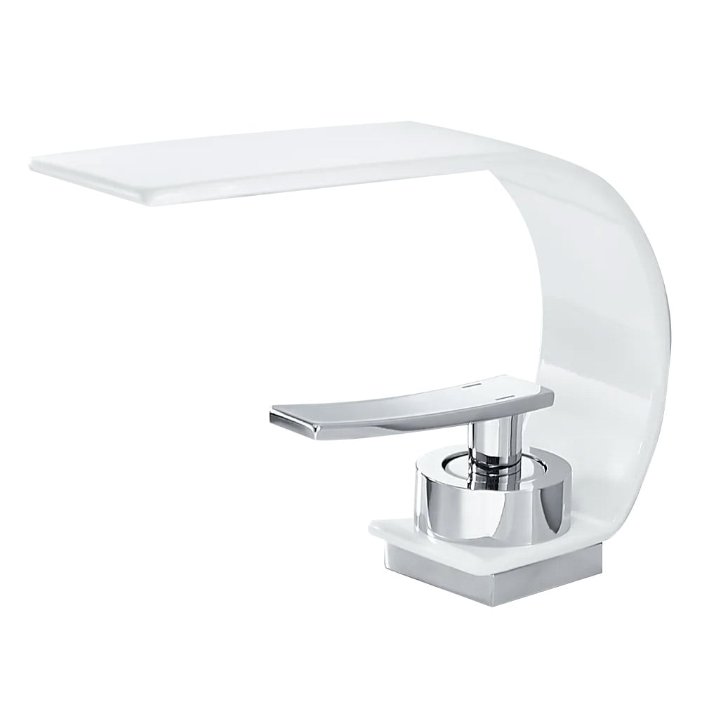 Otázky a odpovědi pro Koupelnový umyvadlový faucet s jednou rukojetí Waterfall Arc bílá a chromová masivní mosaz
