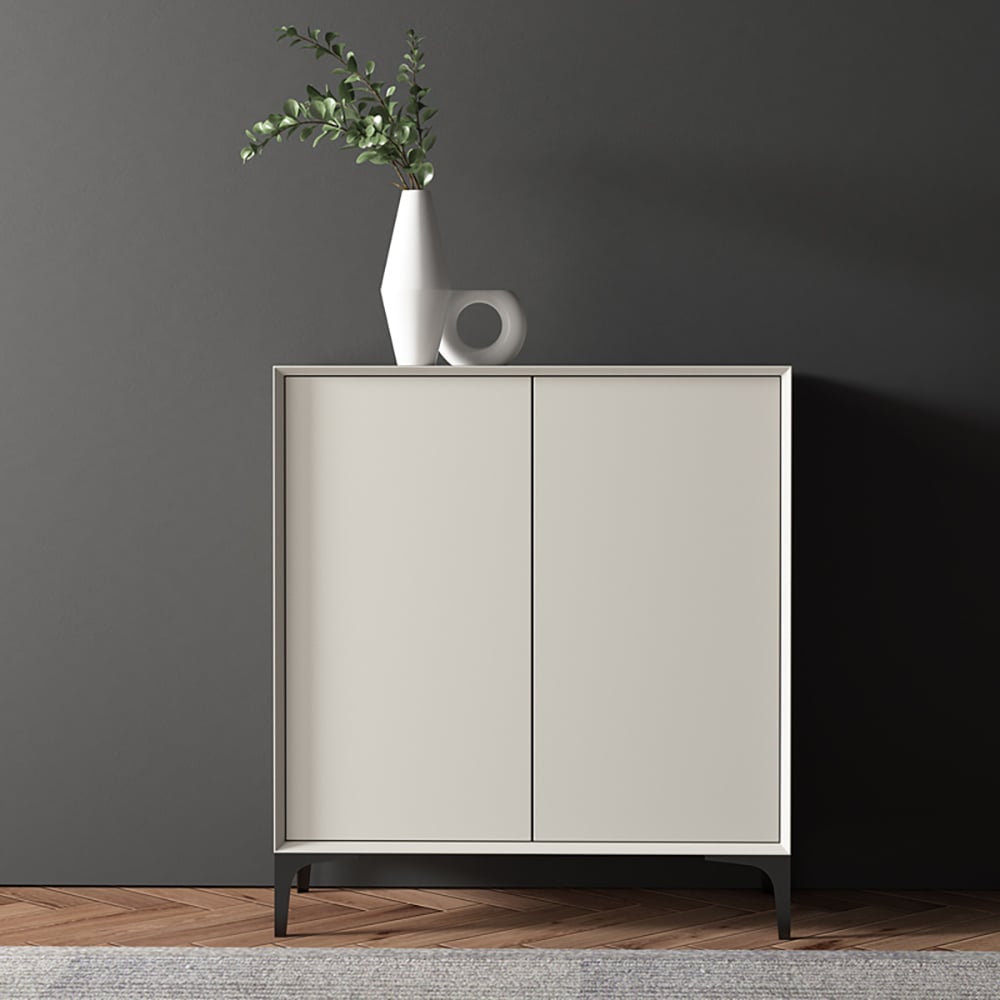 Customer Reviews for Nordic Minimalist Off White Wooden Shoe Cabinet with 2-Door 10 -Shelf