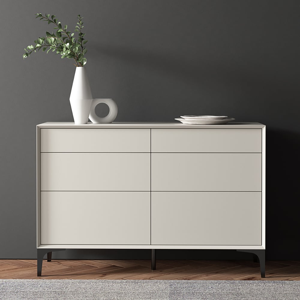 Questions and Answers for 47.2" Minimalist Off White Dresser Accent 6-Drawer Cabinet