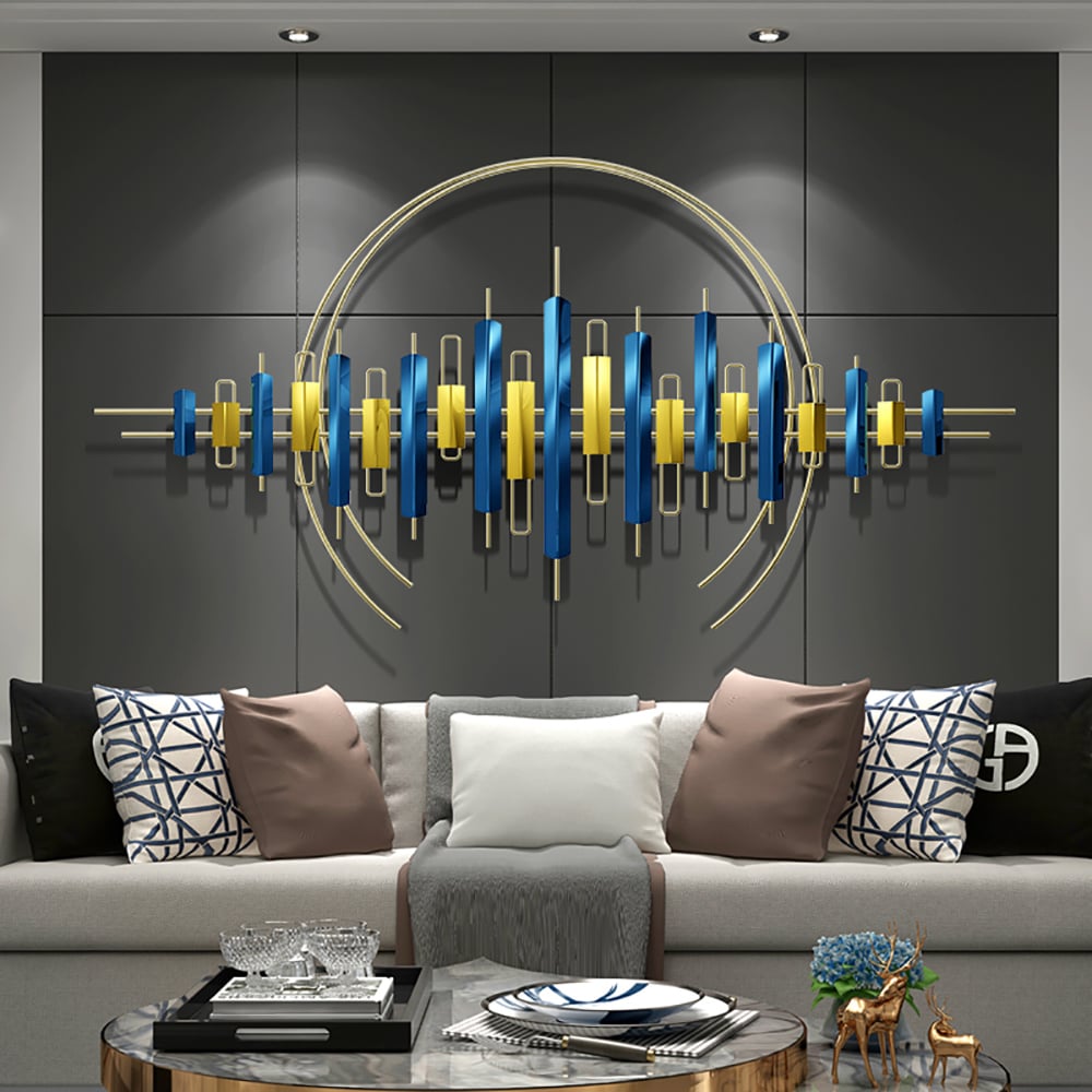 Questions and Answers for 1500mm Modern Creative Wrought Iron Home Living Room Blue&Gold Wall Decor