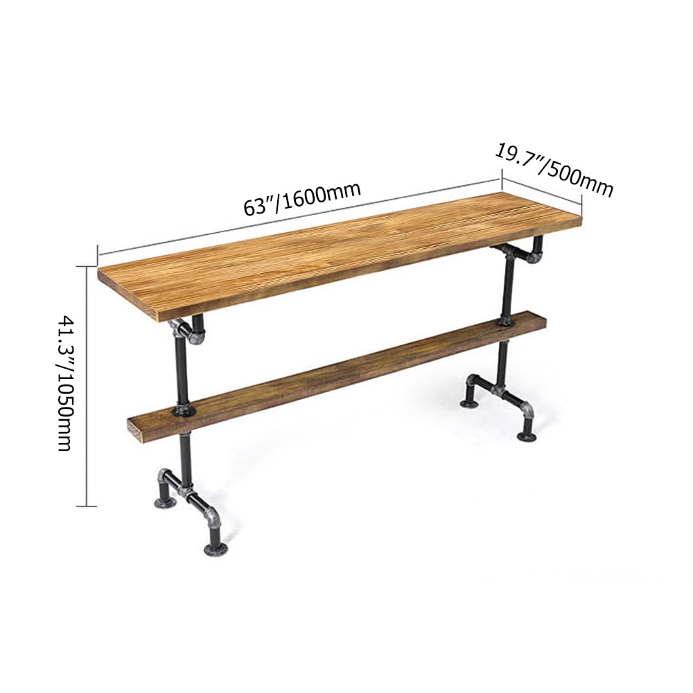 Bar Set 63" Industrial Bar Table with 4 Bar Stools Seats 2-4 People weights dimensions image