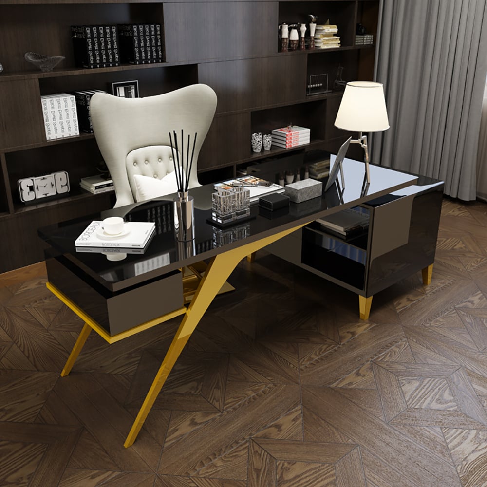 Vragen en antwoorden voor Hungled 1400mm modern rechthoekig schrijfbureau computerbureau met zijkast en laden