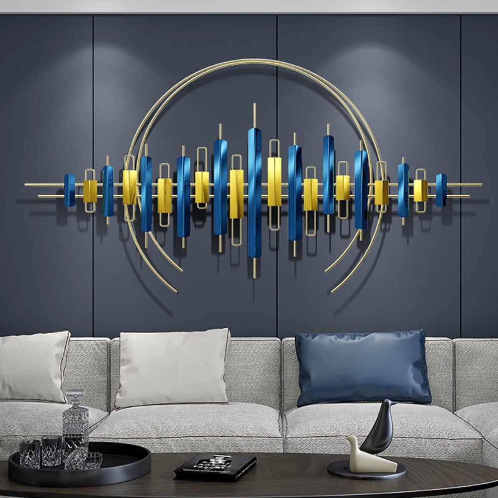 Questions and Answers for 1500mm Modern Creative Wrought Iron Home Living Room Blue&Gold Wall Decor