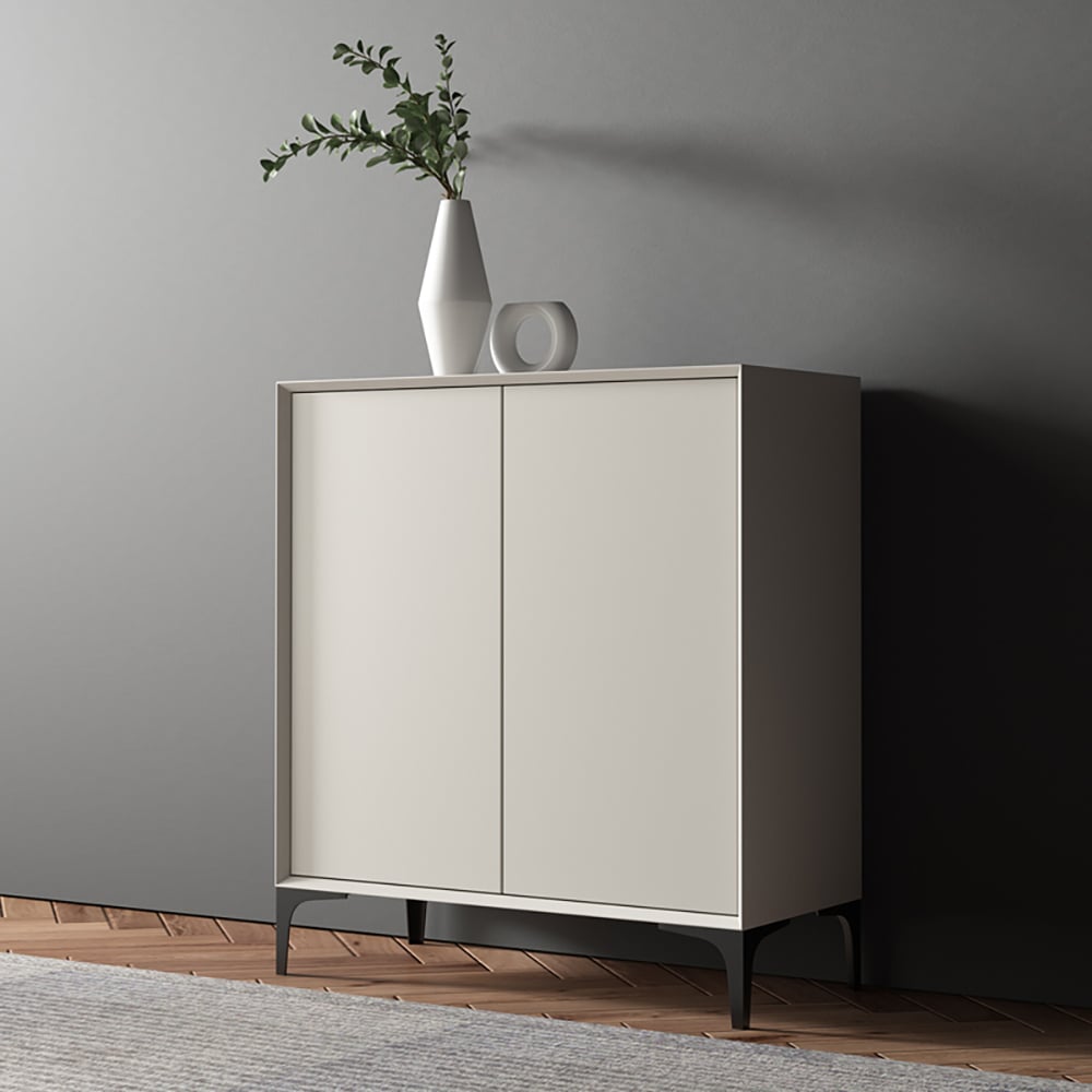 Customer Reviews for Nordic Minimalist Off White Wooden Shoe Cabinet with 2-Door 10 -Shelf