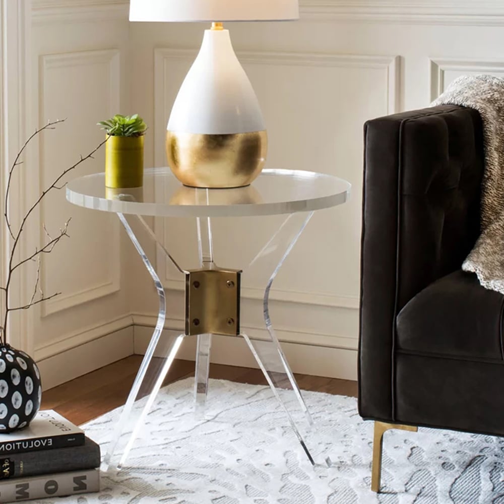 Questions and Answers for 23.6"Dia Modern Clear Acrylic End Table Small Round Side Table