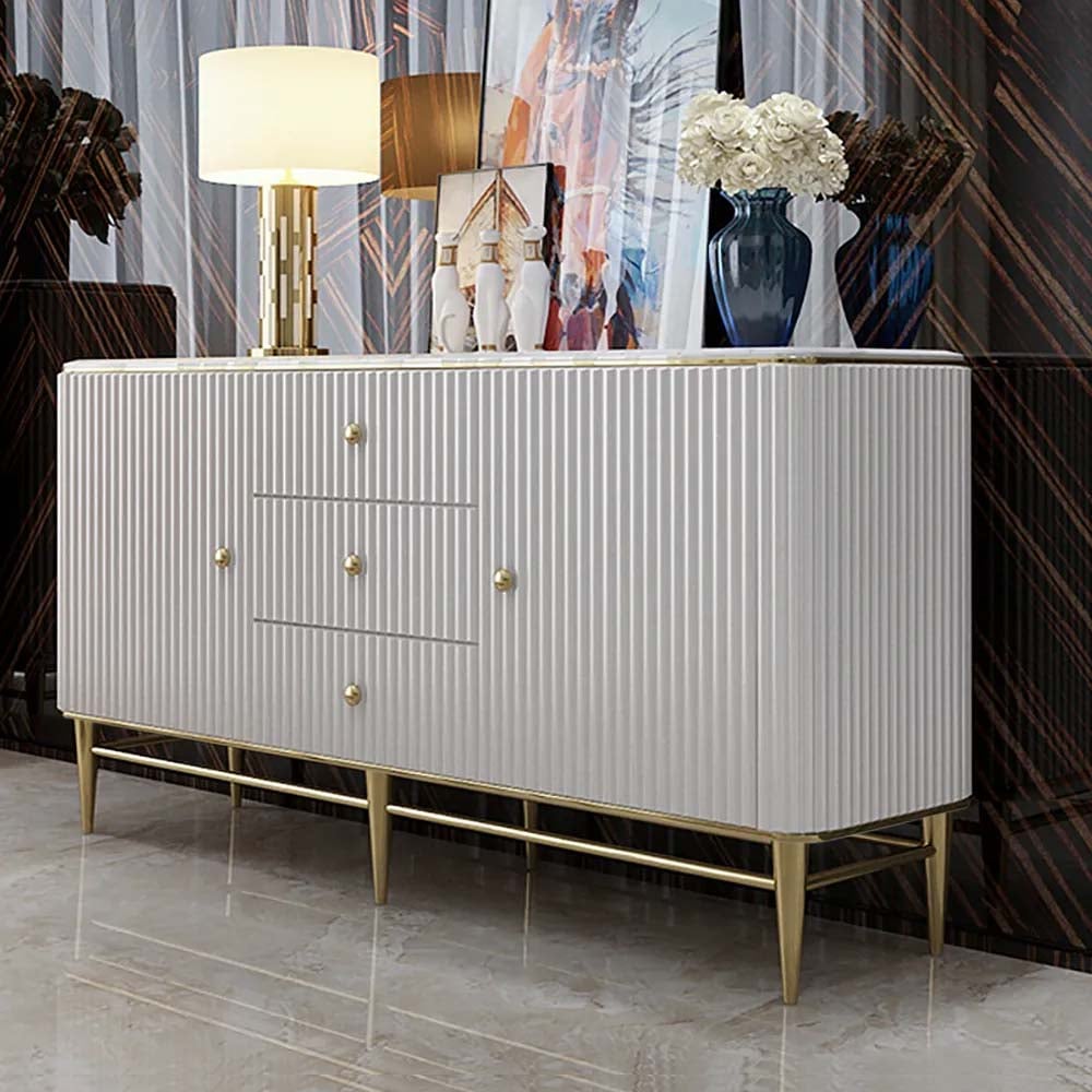 Questions and Answers for Bline Modern Sideboard Buffet Faux Marble Top with Doors & Shelves & Drawers in Large