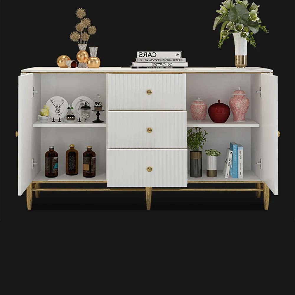Questions and Answers for Bline Modern Sideboard Buffet Faux Marble Top with Doors & Shelves & Drawers in Large