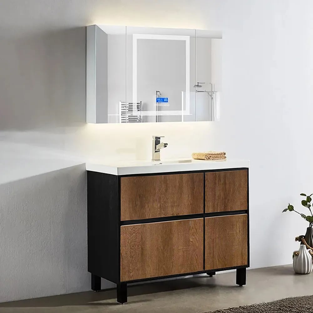 Avis Clients sur Vanité de salle de bain autoportante de 920 mm avec lavabo rustique avec tiroirs