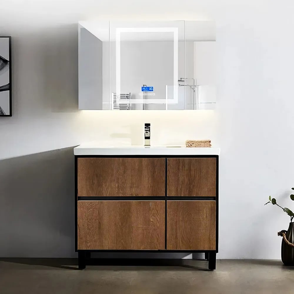 Avis Clients sur Vanité de salle de bain autoportante de 920 mm avec lavabo rustique avec tiroirs