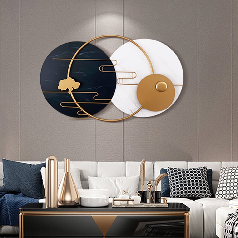 Customer Reviews for Modern Round Metal Wall Decor Geometric Decorative Wall Art in White & Black & Gold