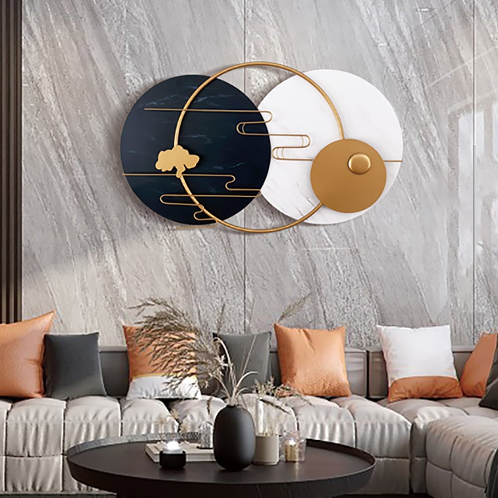 Customer Reviews for Modern Round Metal Wall Decor Geometric Decorative Wall Art in White & Black & Gold