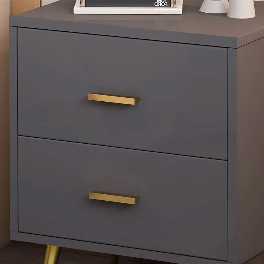 Customer Reviews for Modern Wood Nightstand with Gold Legs 2-Drawer Bedside Table in Gray