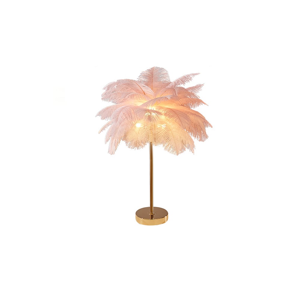 Questions et Réponses pour Lampe de table en or plume rose style moderne unique